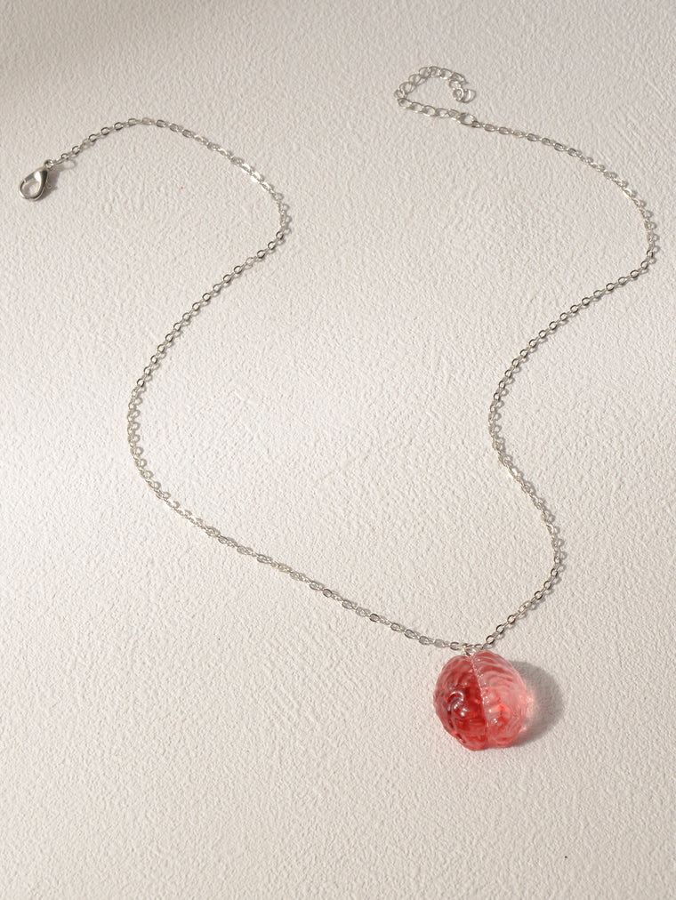 Red Brain Pendant Necklace with plastic components | NA721-01 | image 3