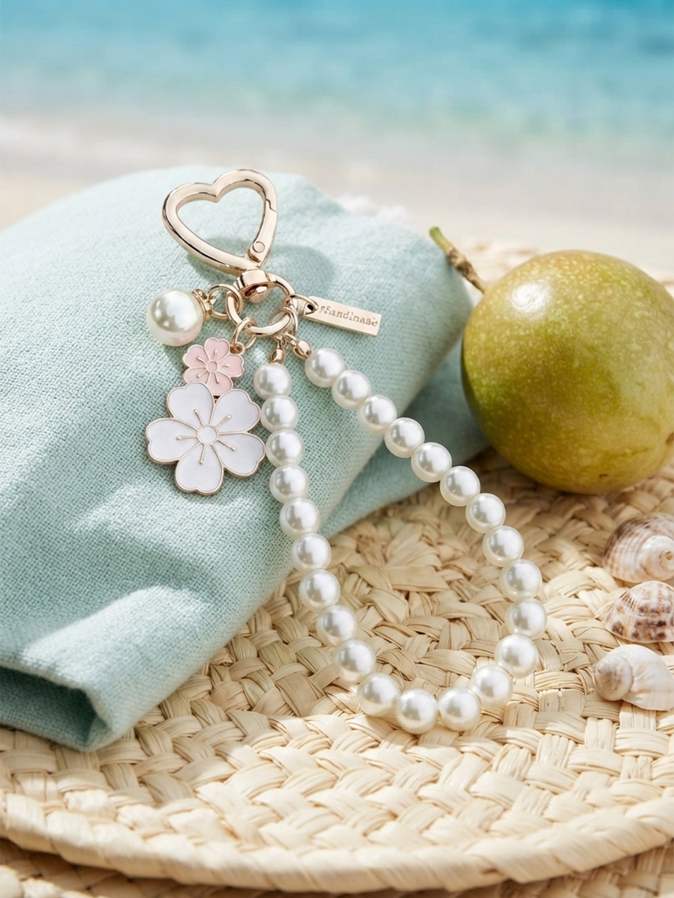 Petal bow keychain with decorative beads | KCA056-04 | image 3