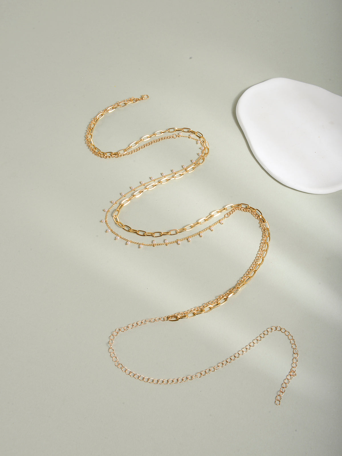 Gold-Tone Pearl Double-Layer Waist Chain with zinc-alloy details | BCN0242-01 | image 3