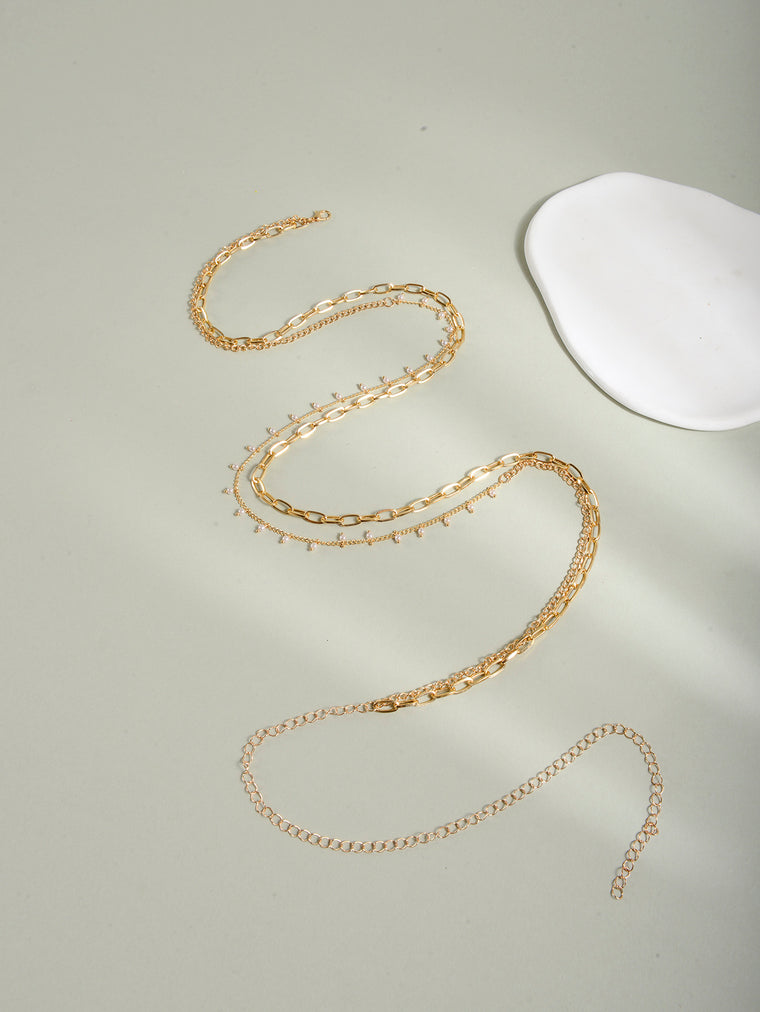 Gold-Tone Pearl Double-Layer Waist Chain with zinc-alloy details | BCN0242-01 | image 3