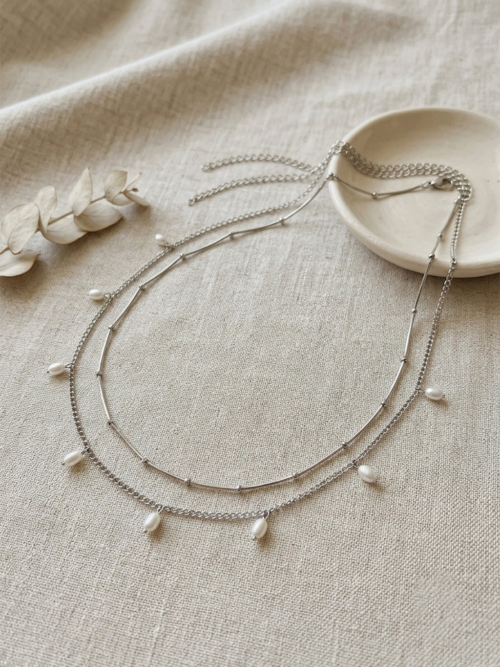Silver-Tone Layered Pearl Waist Chain Set with iron-alloy details | BCN0807-02 | image 3