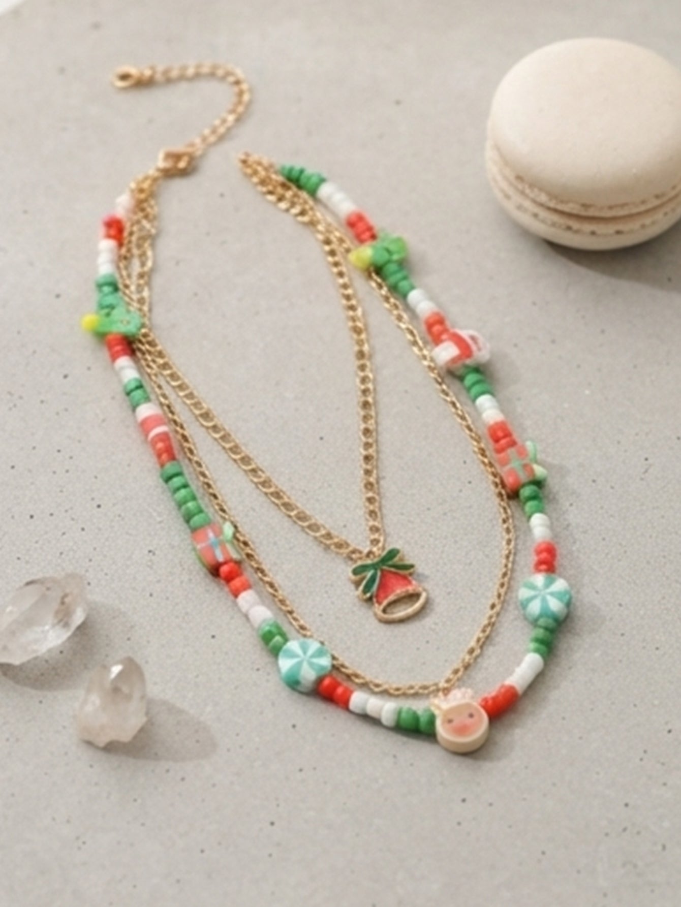 Christmas Bell Layered Bead Necklace with zinc-alloy hardware | NA722-03 | image 3