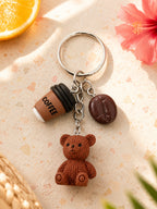 Brown teddy resin keychain with coffee accents | KCA076-01 | image 3