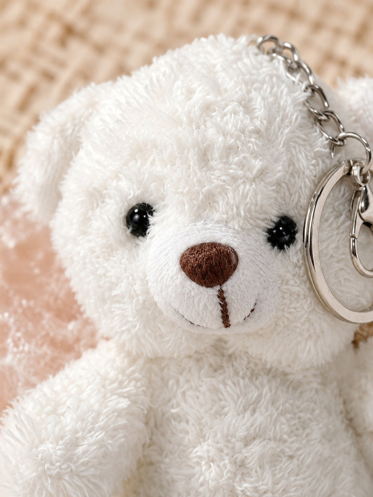 White sitting bear plush keychain accessory | KCA075-01 | image 3