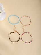 Evil Eye Beaded Anklet Set with zinc alloy details | JL7339-01 | image 3