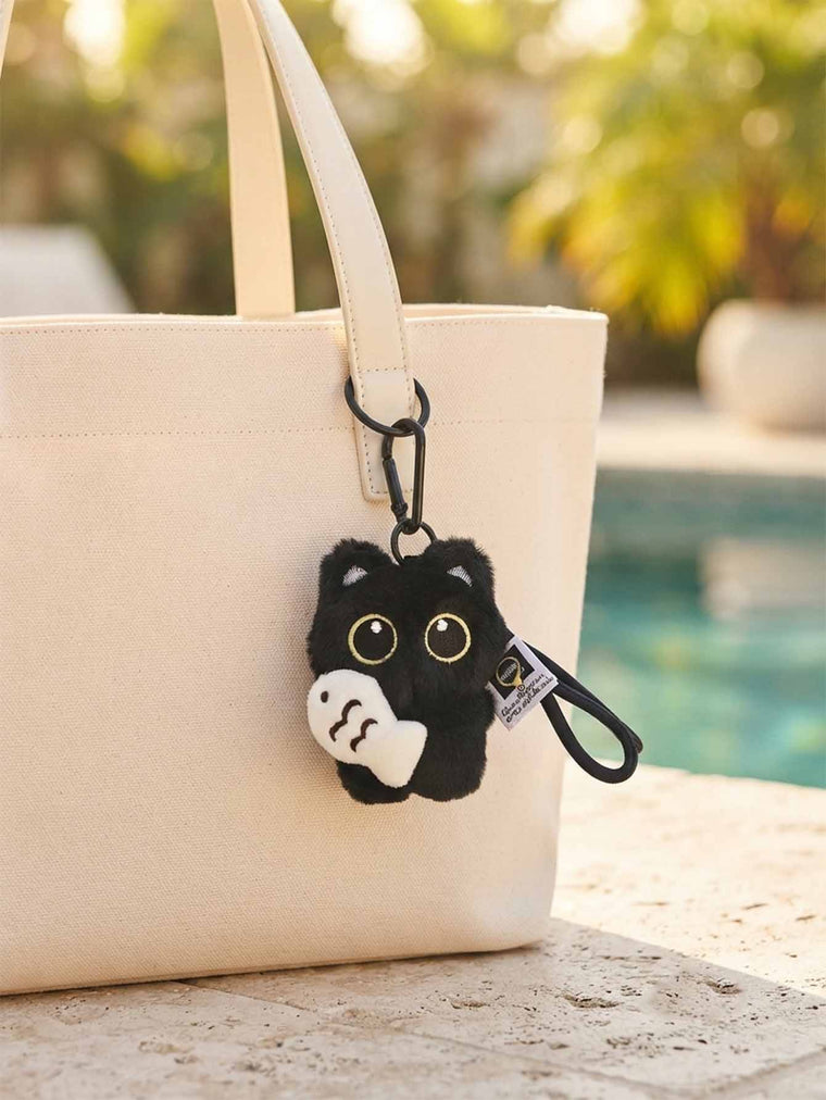 Black cat plush keychain with strawberry accent | KCA077-01 | image 3