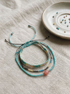 Blue braided three-piece bracelet set with adjustable pull cords | BRA565-01 | image 3