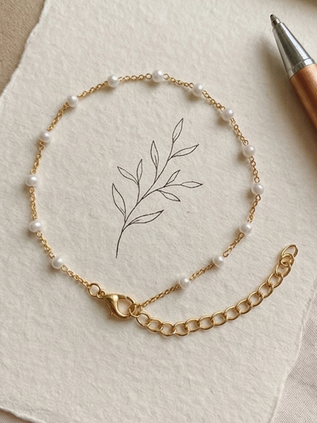 Single Strand Pearl Anklet with plastic and zinc alloy details | JL7428-01 | image 3