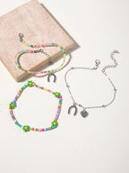 Beaded Daisy Anklet Set with glass and zinc alloy details | JL7222-01 | image 3