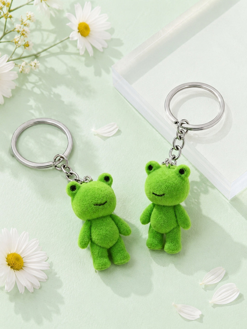 Two-piece green frog plush keychain set | KCA069-02 | image 3
