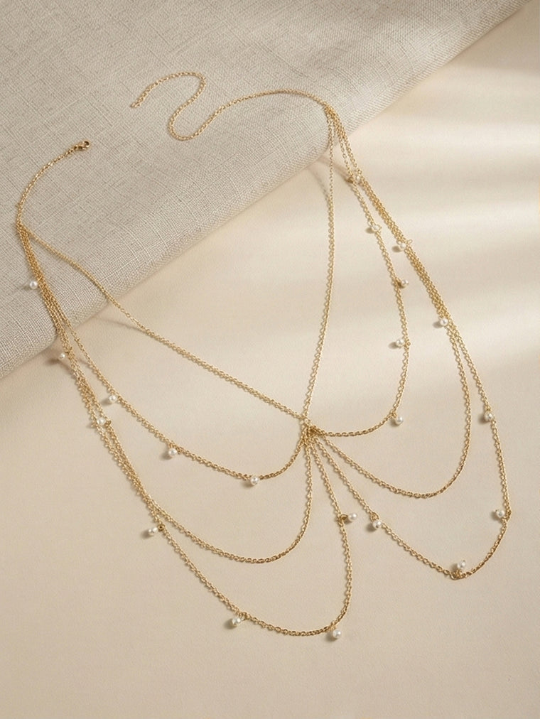Gold-Tone Pearl Tassel Waist Chain with zinc-alloy details | BCN0238-01 | image 3