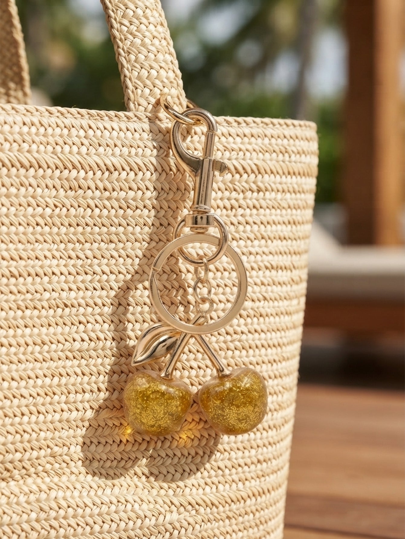 Crystal-look cherry keychain and bag charm | KCA084-01 | image 3