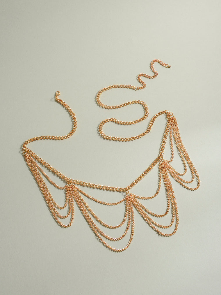 Gold-Tone Layered Tassel Waist Chain with zinc-alloy details | BCN0235-01 | image 3