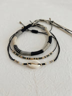 Black braided three-piece bracelet set with adjustable pull cords | BRA570-01 | image 3