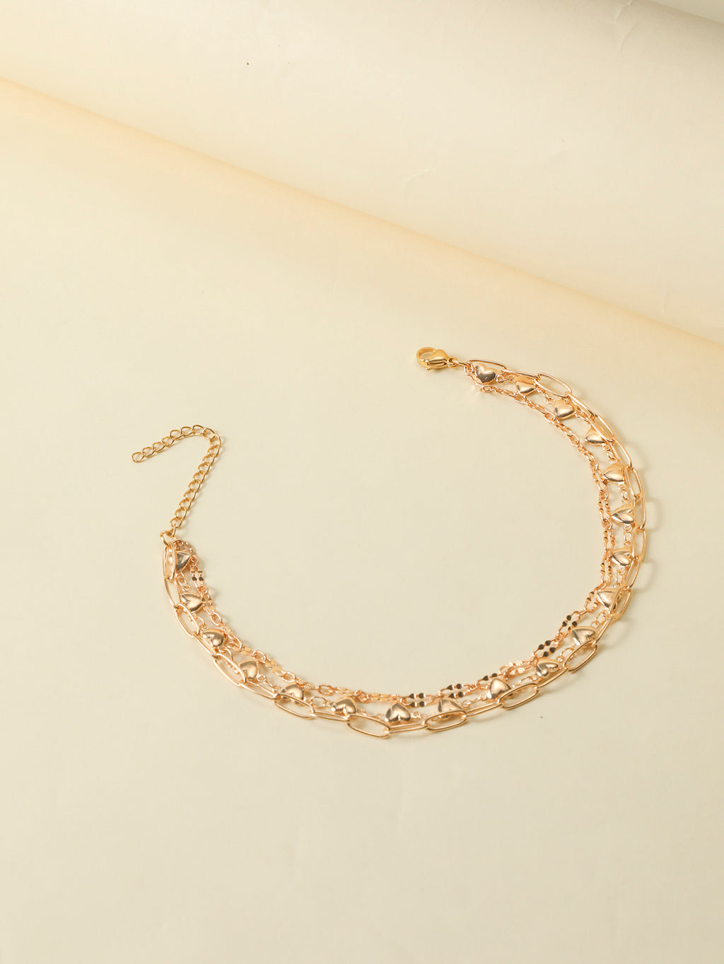 Triple-Layer Heart Charm Anklet with zinc alloy details | JL7344-01 | image 3