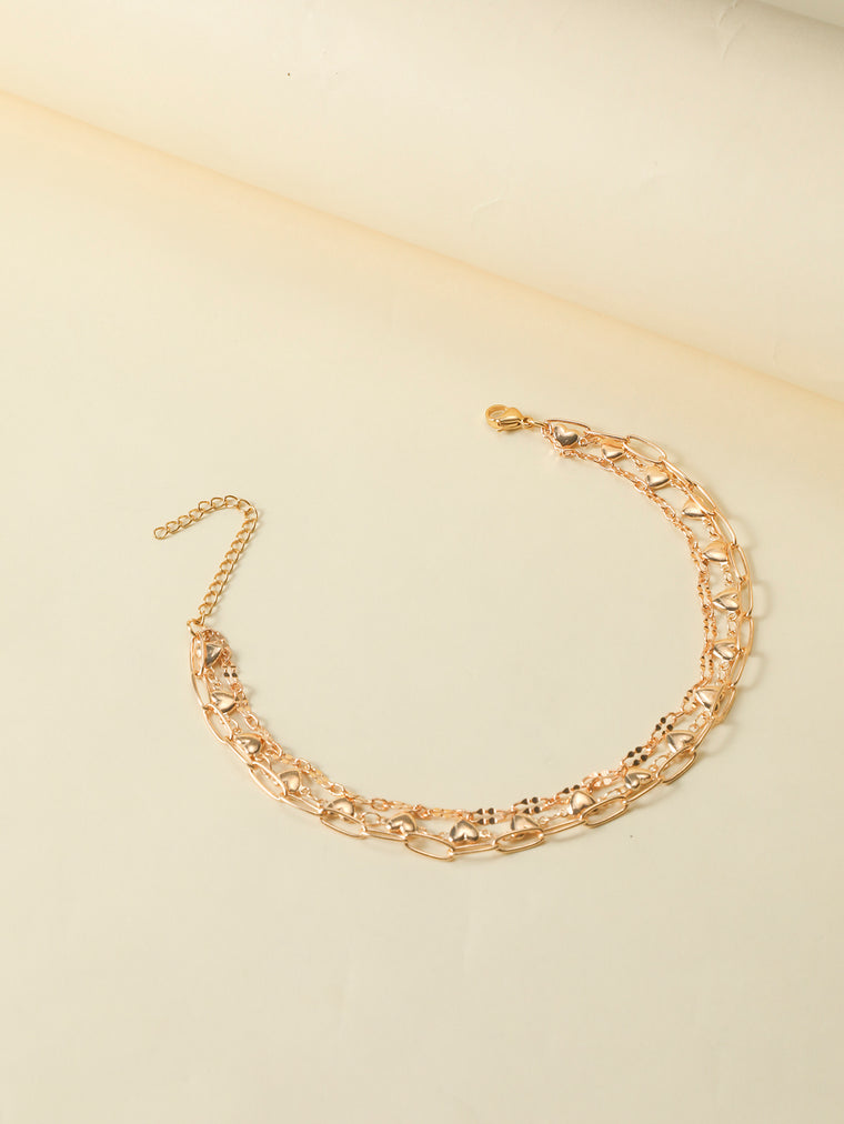 Triple-Layer Heart Charm Anklet with zinc alloy details | JL7344-01 | image 3