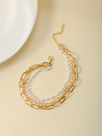 Triple-Layer Faux Pearl Anklet with zinc alloy details | JL7343-01 | image 3