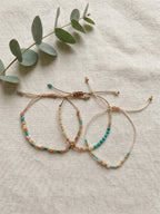 Coffee Brown braided three-piece bracelet set with adjustable pull cords | BRA557-01 | image 3