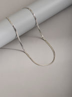 Silver-Tone Flat Snake Chain Necklace with zinc-alloy hardware | NA695-01 | image 3