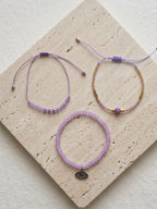 Purple braided three-piece bracelet set with adjustable pull cords | BRA560-01 | image 3