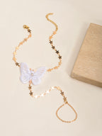 White Butterfly Star Toe Anklet with zinc alloy details | JL7399-01 | image 3