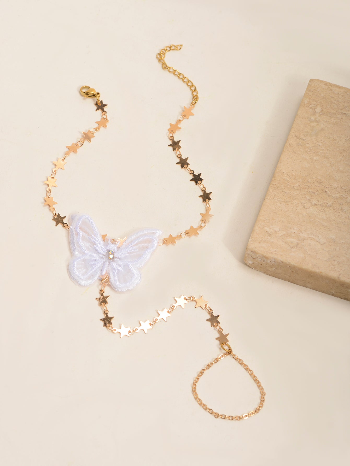 White Butterfly Star Toe Anklet with zinc alloy details | JL7399-01 | image 3