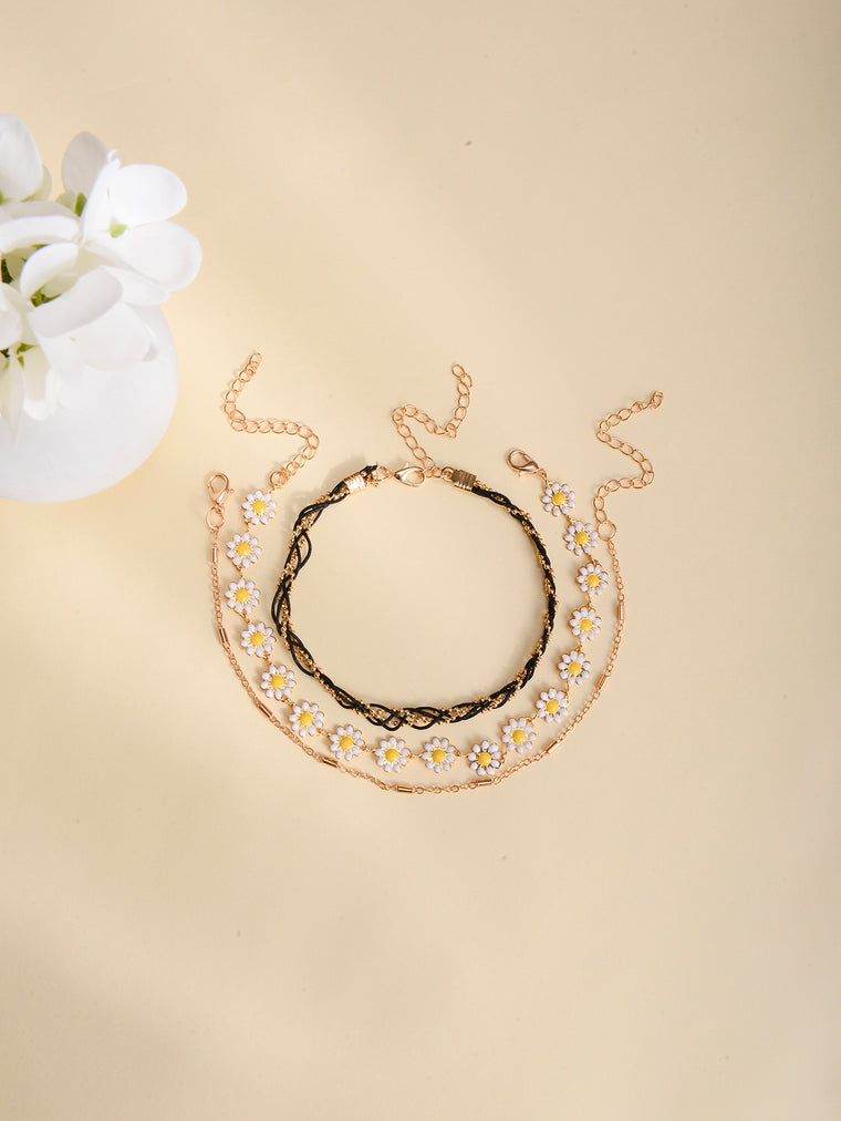Daisy Chain Anklet Set with zinc alloy details | JL7338-01 | image 3
