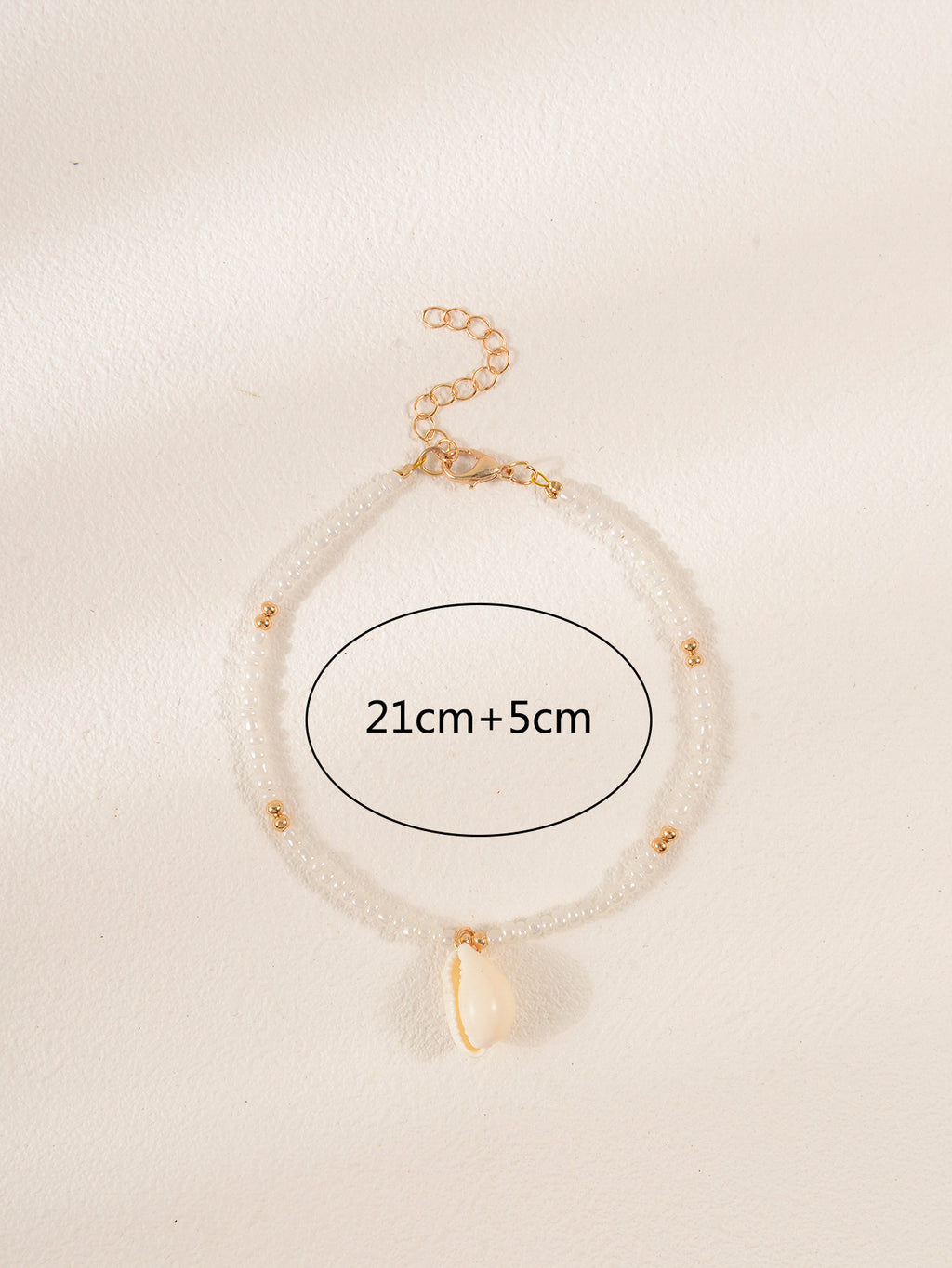 White Beaded Shell Anklet with plastic details | JL7359-01 | image 3