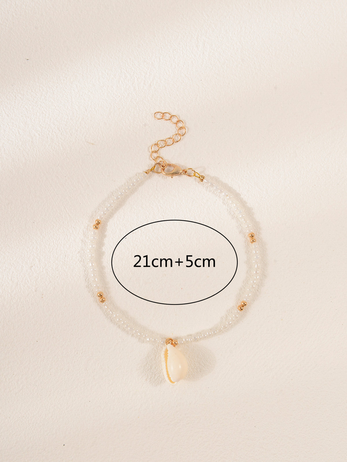 White Beaded Shell Anklet with plastic details | JL7359-01 | image 3