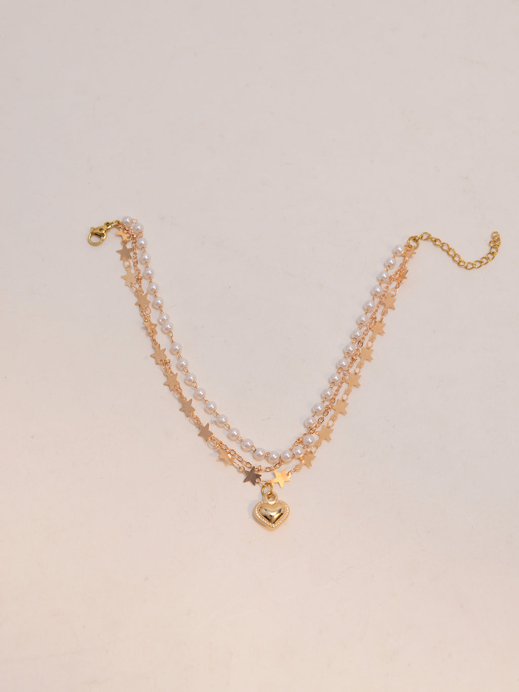 Faux Pearl Star Heart Anklet with zinc alloy details | JL7394-01 | image 3