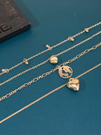 Gold-Tone Heart Layered Necklace with zinc-alloy hardware | NA477-01 | image 3