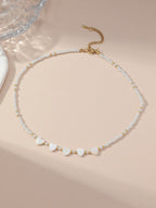 White Glass Bead Heart Necklace with glass details | NA595-01 | image 3