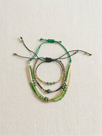 Green braided three-piece bracelet set with adjustable pull cords | BRA588-01 | image 3