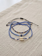 Navy braided three-piece bracelet set with adjustable pull cords | BRA577-01 | image 3