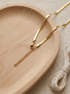 Gold-Tone Flat Snake Chain Necklace with iron hardware | NA893-01 | image 3