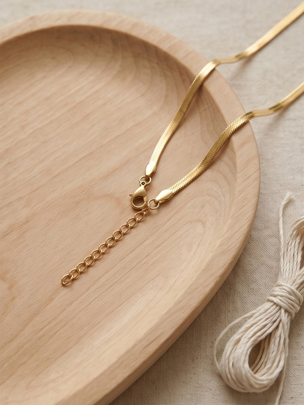 Gold-Tone Flat Snake Chain Necklace with iron hardware | NA893-01 | image 3