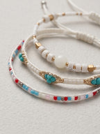 White braided three-piece bracelet set with adjustable pull cords | BRA518-01 | image 3