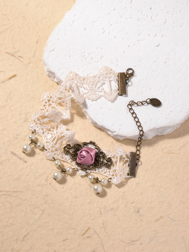 White Faux Pearl Flower Anklet with polyester details | JL7056 | image 3