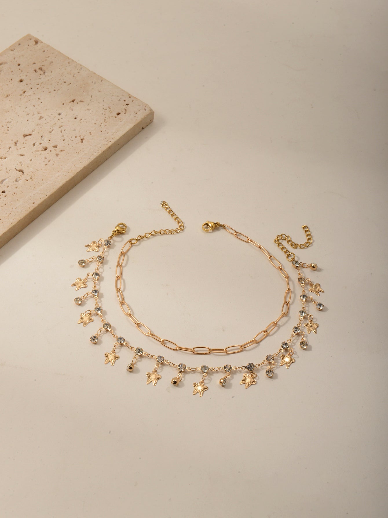Crystal Butterfly Anklet Set with zinc alloy details | JL7386-01 | image 3