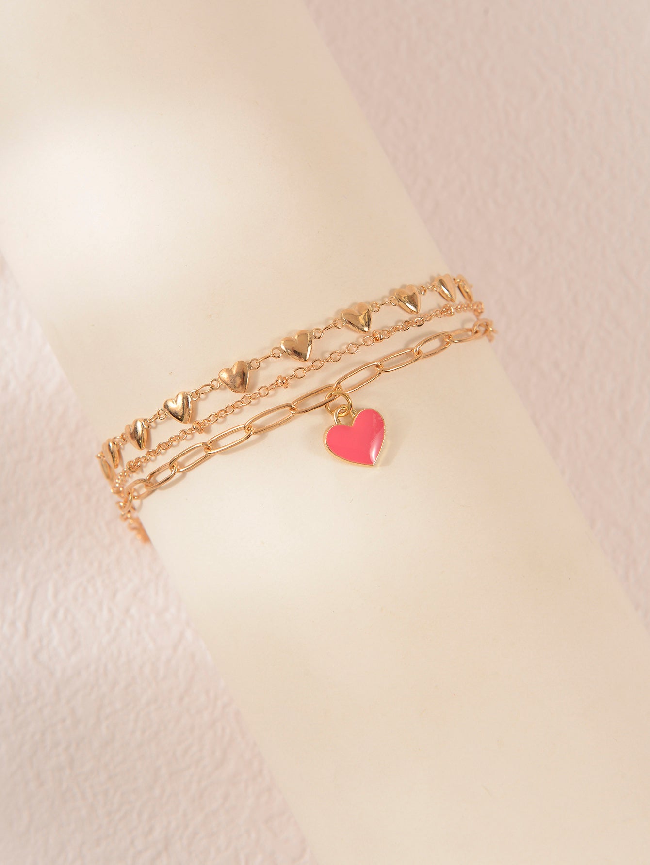 Pink Heart Layered Anklet with zinc alloy details | JL7377-01 | image 3
