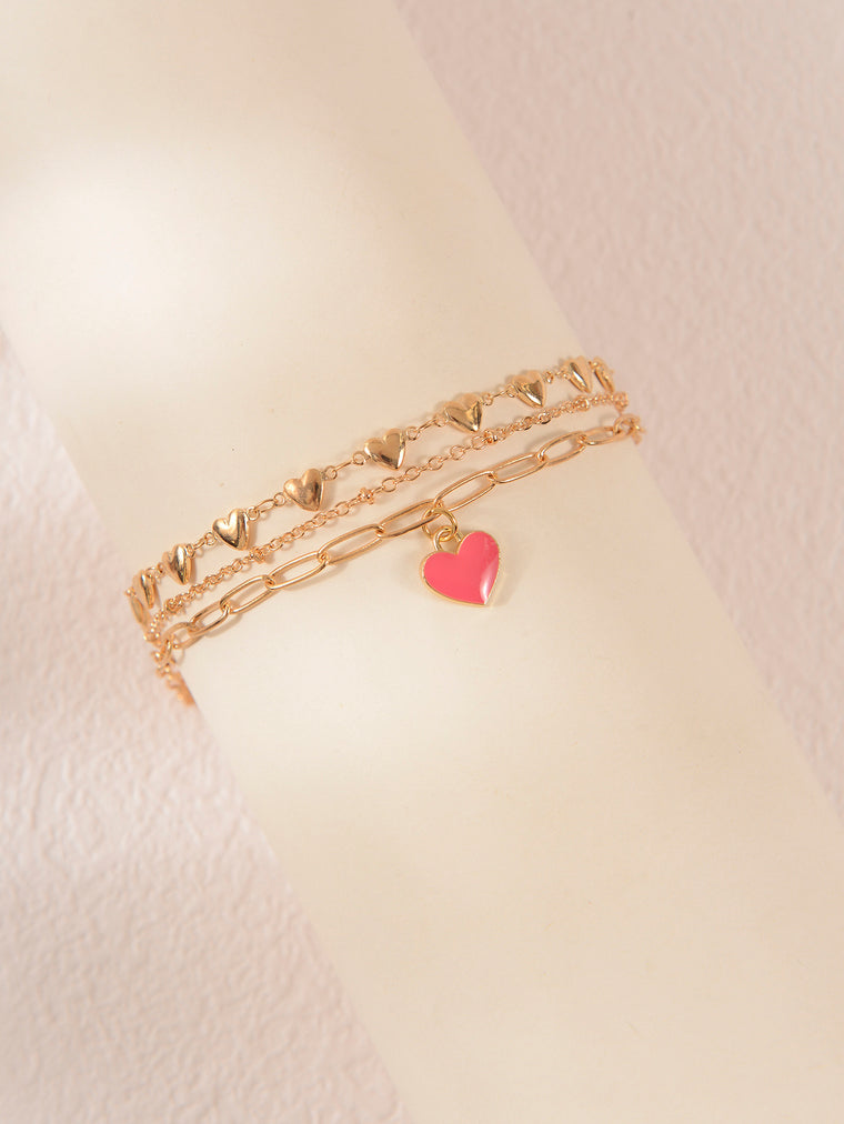 Pink Heart Layered Anklet with zinc alloy details | JL7377-01 | image 3