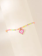 Multicolor Beaded Heart Eye Anklet with polyester details | JL7358-01 | image 3