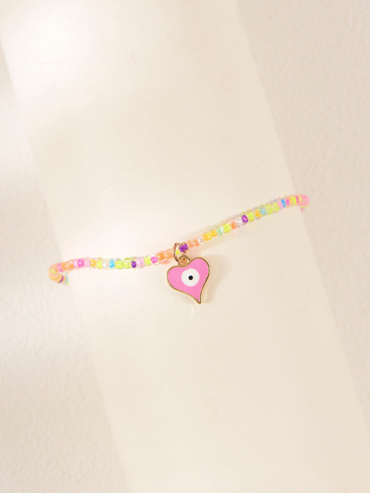 Multicolor Beaded Heart Eye Anklet with polyester details | JL7358-01 | image 3