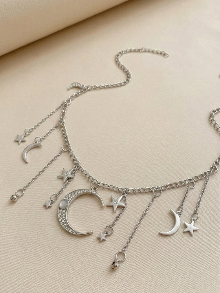 Silver-Tone Moon Pendant Necklace with zinc-alloy hardware | NA474-02 | image 3