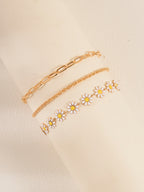 Gold-Tone Daisy Link Anklet Set with zinc alloy details | JL7368-01 | image 3