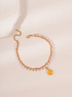 Yellow Shell Beaded Layered Anklet with zinc alloy details | JL7379-01 | image 3