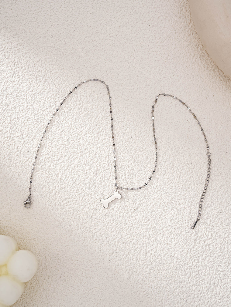 Silver-Tone Bone Pendant Necklace with zinc-alloy hardware | NA306-02 | image 4