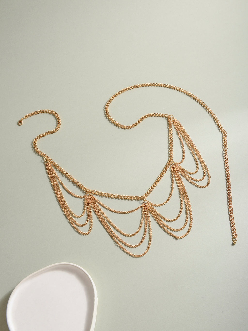 Gold-Tone Layered Tassel Waist Chain with zinc-alloy details | BCN0235-01 | image 4