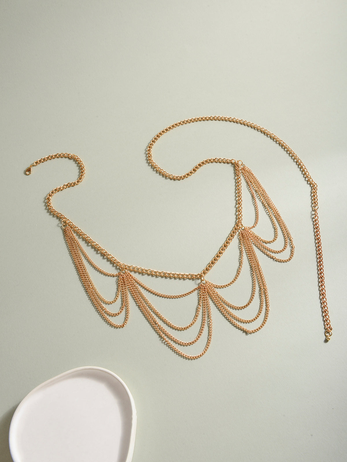 Gold-Tone Layered Tassel Waist Chain with zinc-alloy details | BCN0235-01 | image 4
