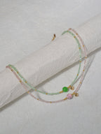 Pink Green Faux Crystal Necklace Set with glass details | NA566-01 | image 4